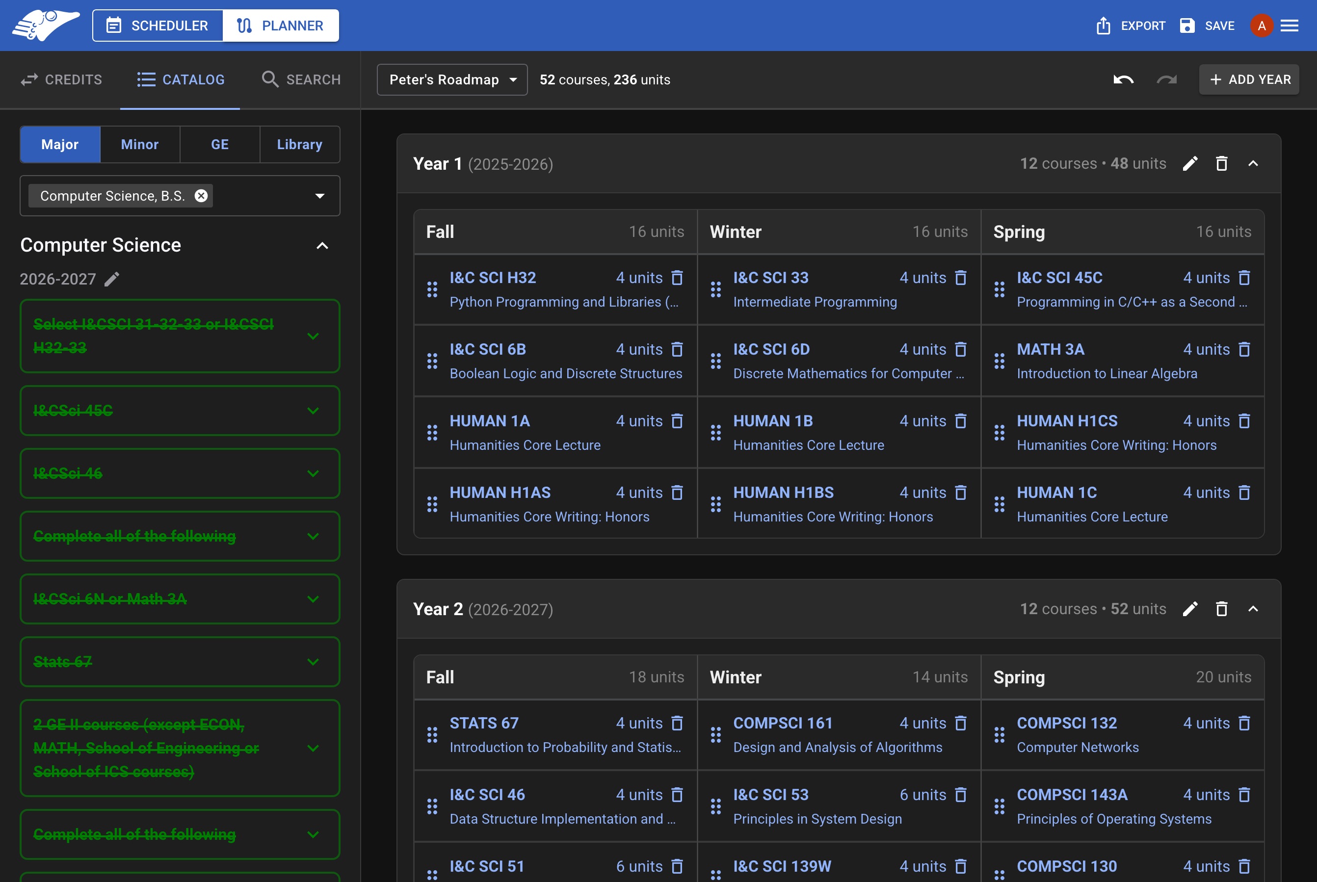 Planner screenshot